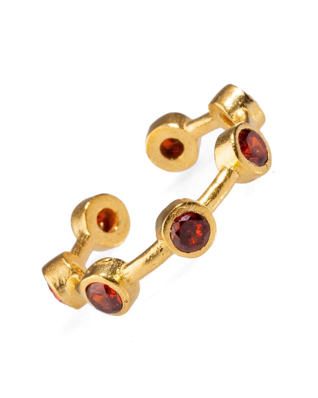 Ebru Jewelry Metallic Minimalist Ruby Stone & Stackable Adjustable Ring