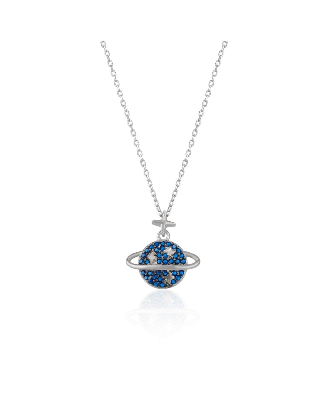 Spero London White Jewelled Saturn Necklace Sterling