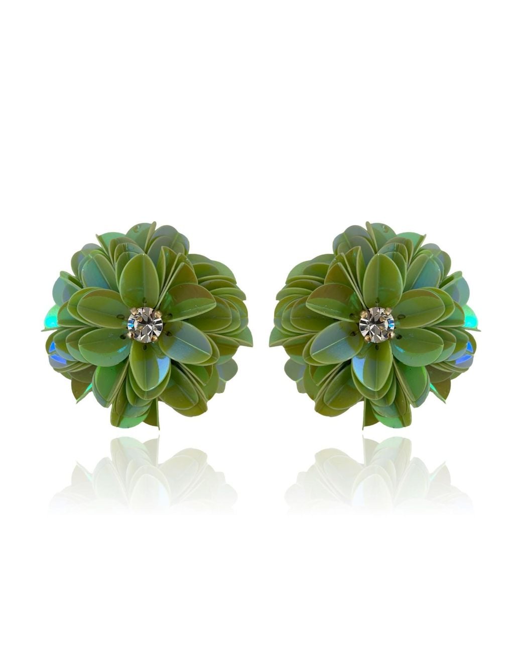 PINAR OZEVLAT Green Blossom Studs Pistachio