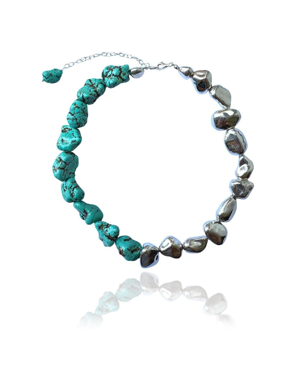 Rare Matters Jewelry Blue Bold Chunky Sterling & Natural Nugget Statement Necklace