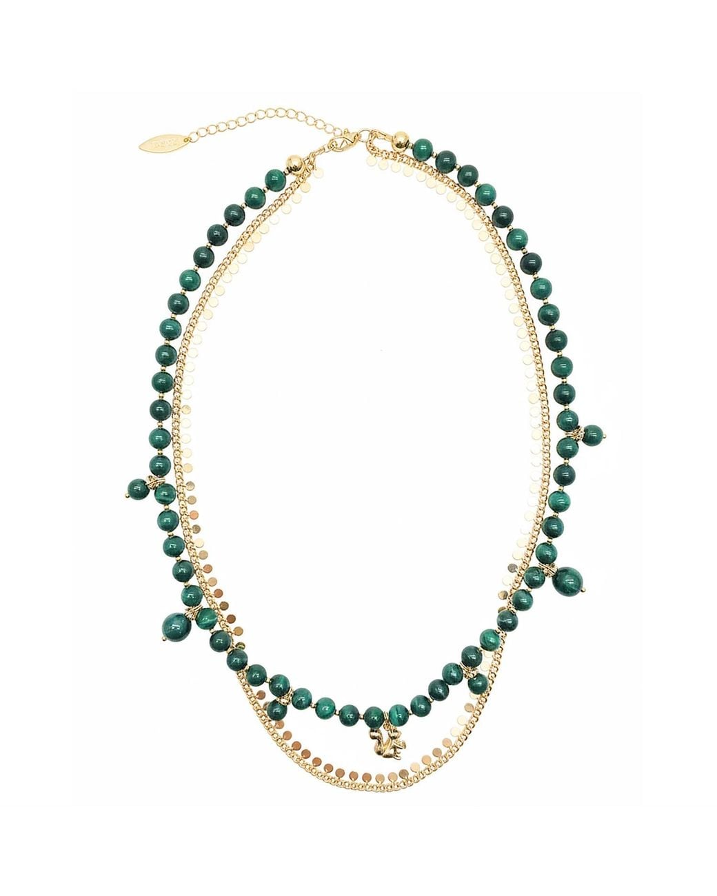 Farra Green Malachite With Chain Simple Necklace