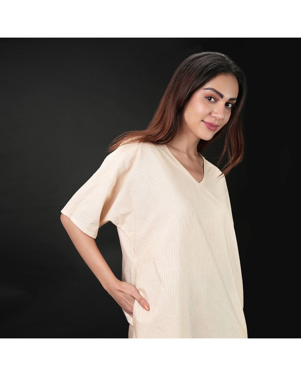 DHARA SHETH DUBAI Yellow Beyond The Horizon Long Cotton Kaftan Dress With Pockets