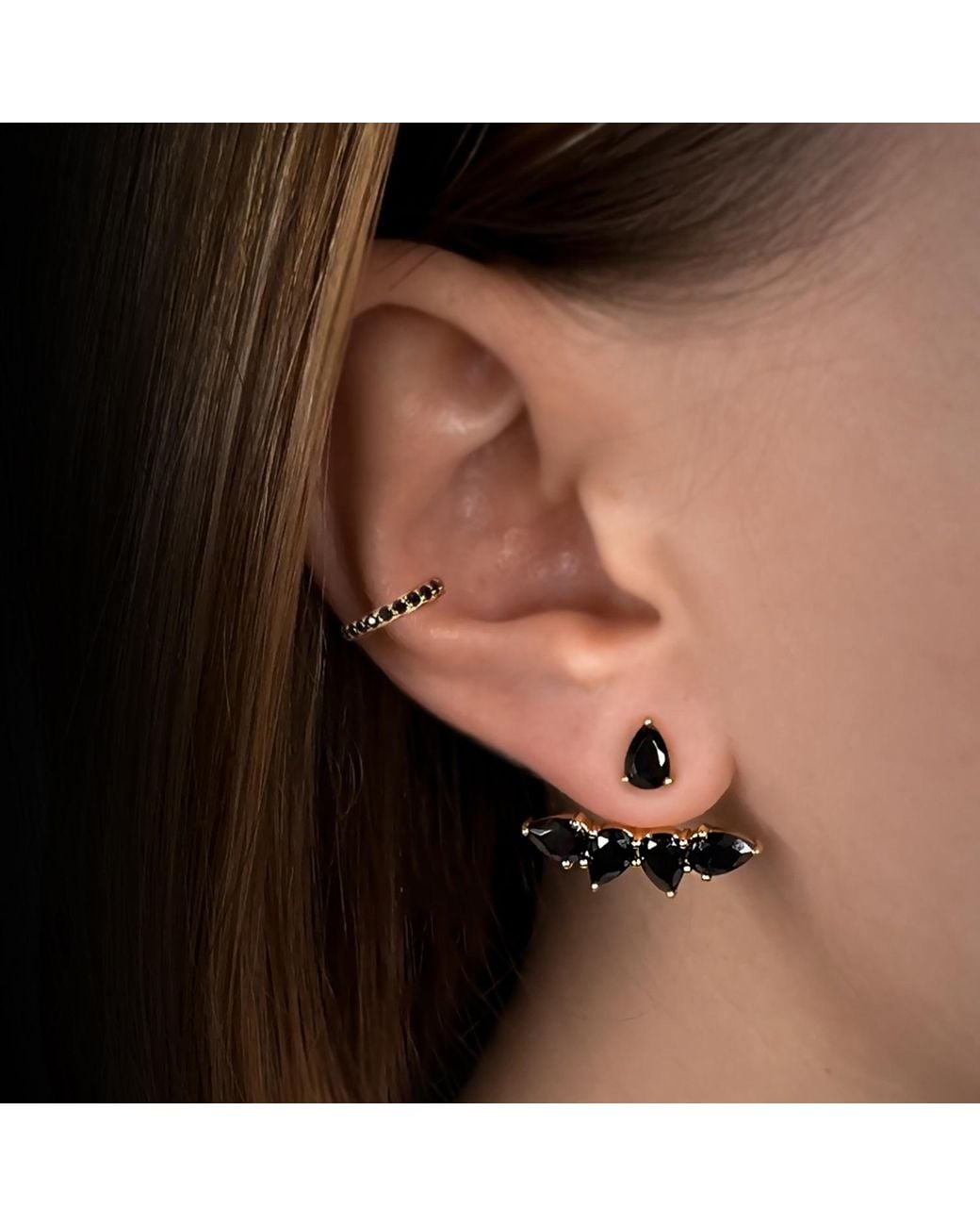 SALLY SKOUFIS Metallic Pure Ear Jacket With Made Cz Diamond Stimulant