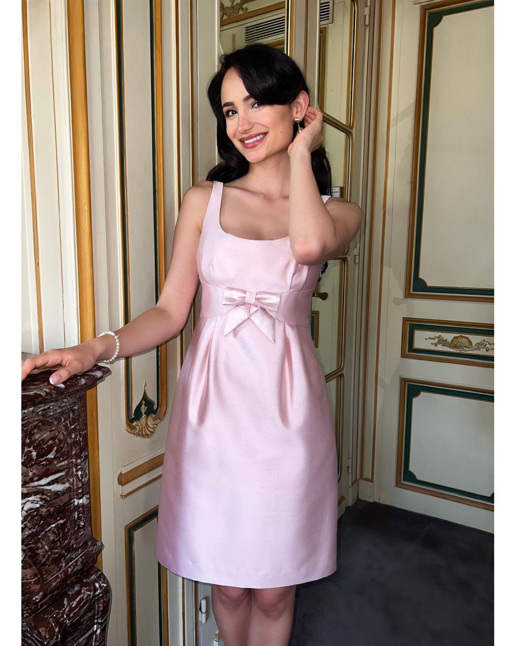 Santinni Pink 'Sabrina' 100% Wool & Silk Dress