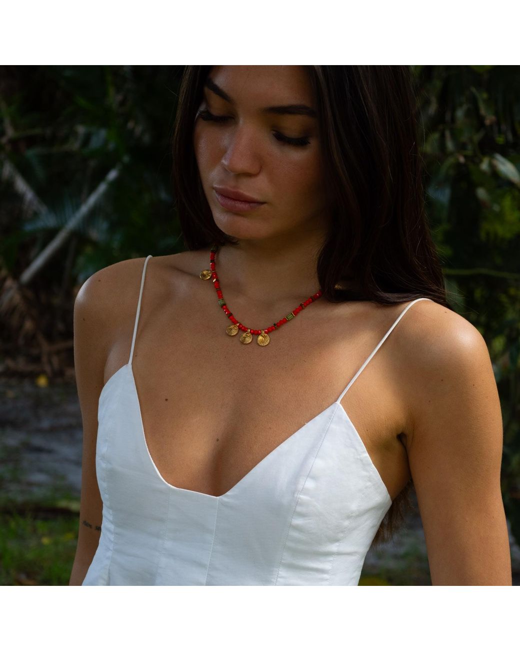 Ebru Jewelry Red Vibrant Energy Spiral Charm Choker Necklace