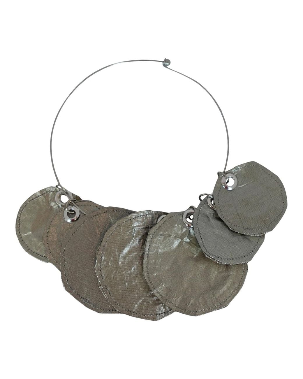 Romer Millinery Gray Metallic Silk Coin Choker