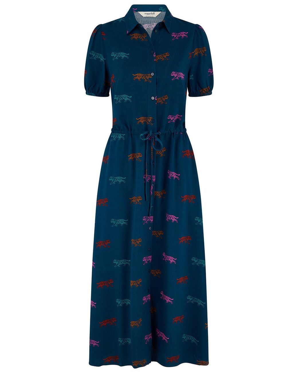 Sugarhill Blue Cassandra Midi Shirt Dress Petrol Tiger