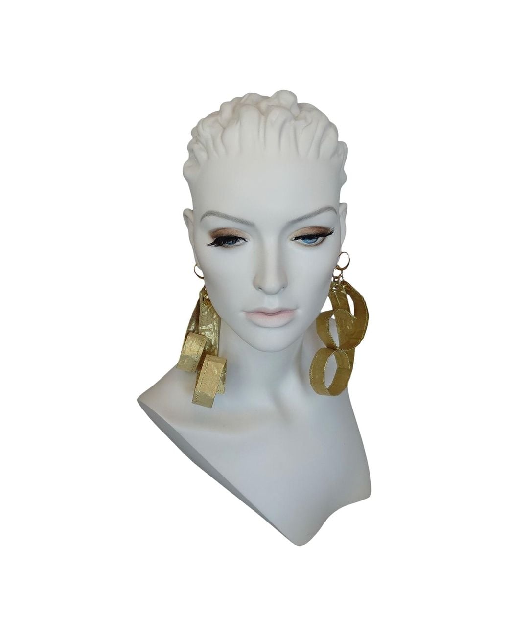 Romer Millinery Green Metallic Silk Bar Earings