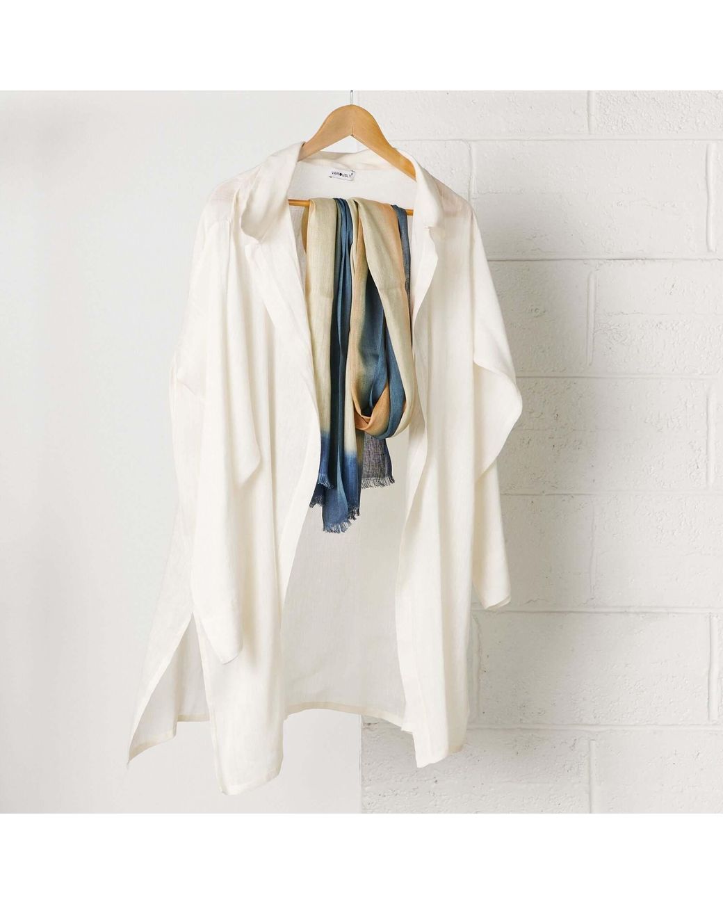 Variously Blue Oceana Soft Linen Silk Handloom Scarf
