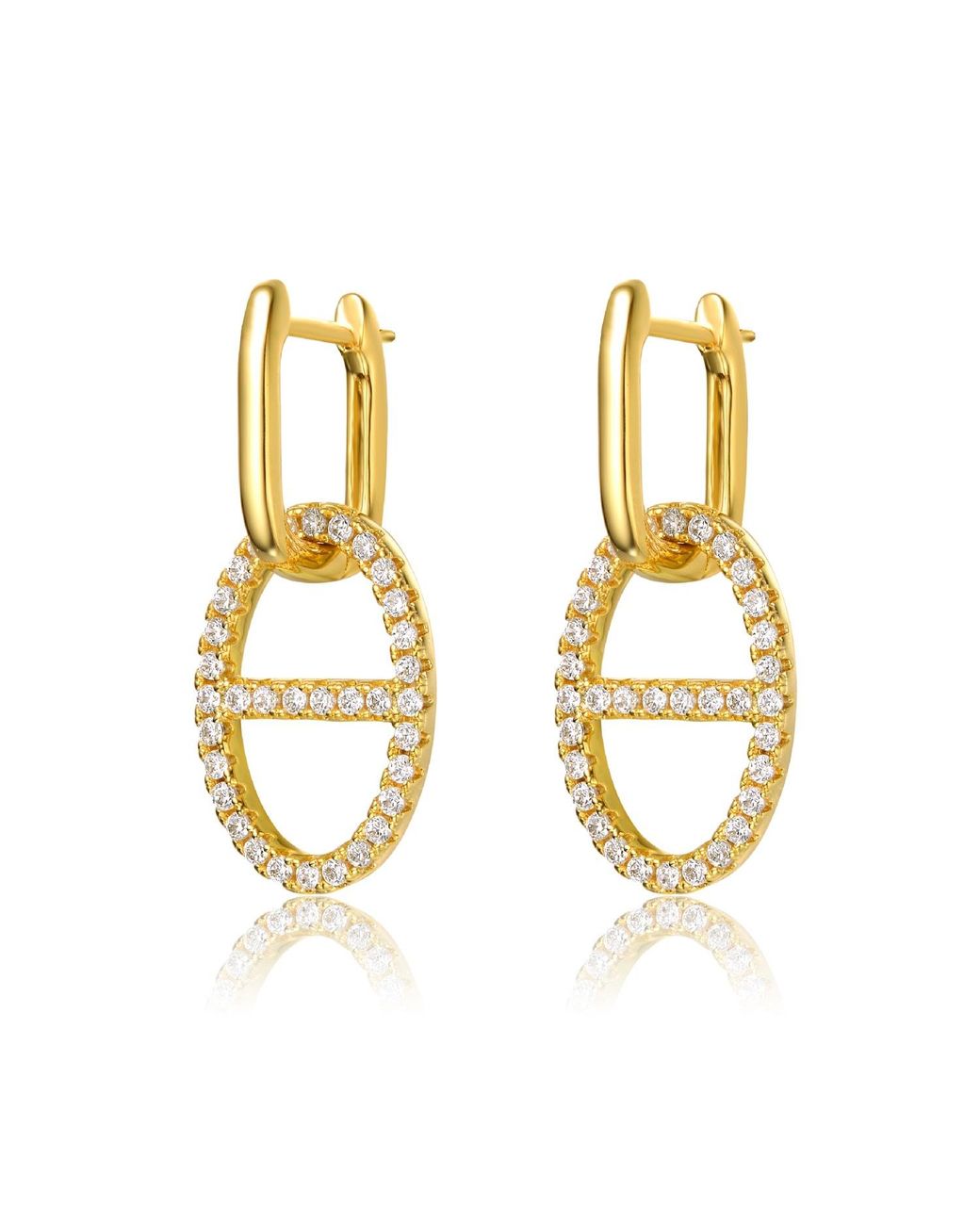 Genevive Jewelry Metallic Plated With Clear Cubic Zirconia Dangle Earrings