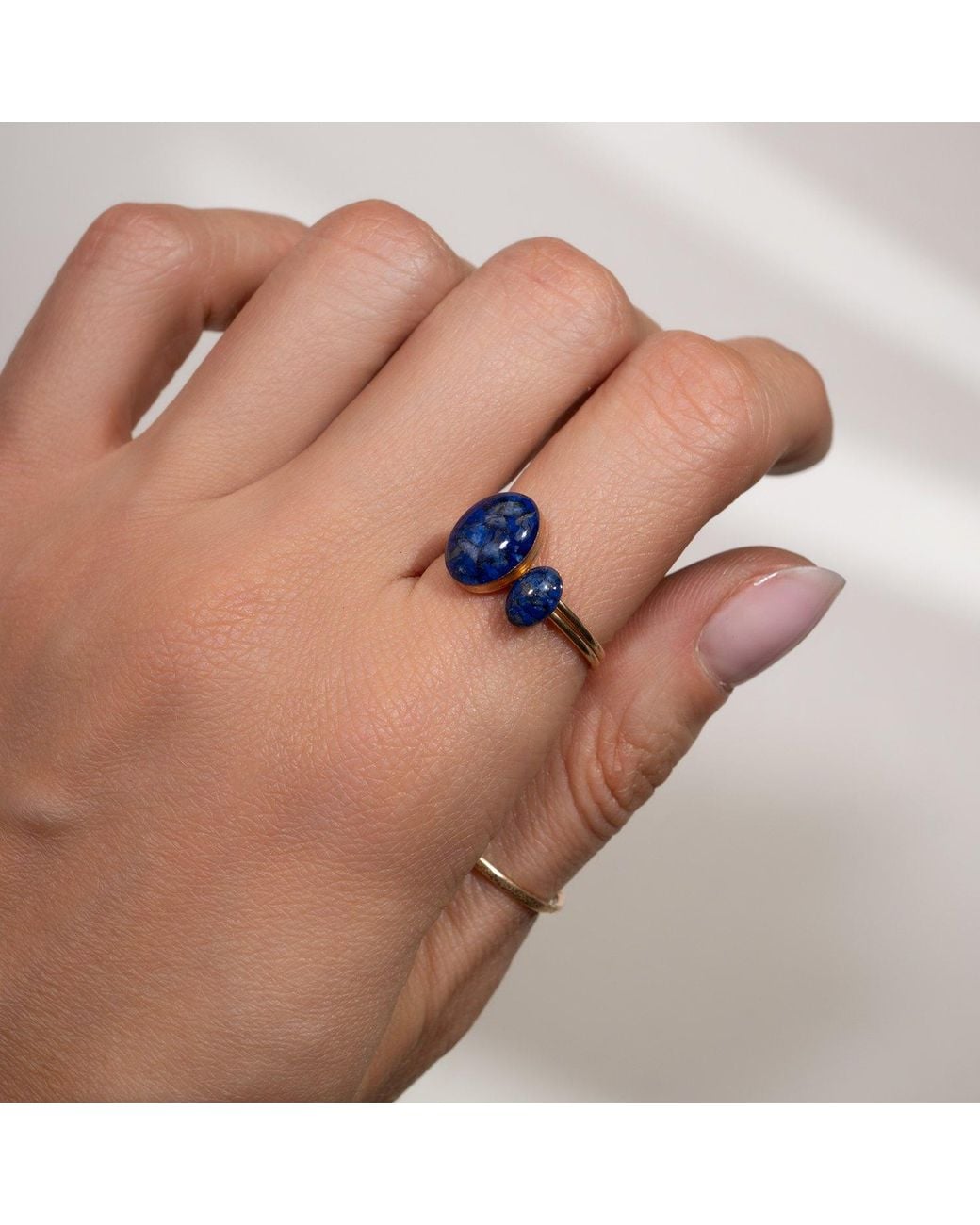 Kate Koel Blue Dainty Lapis Lazuli Ring — Oval-Filled Ring