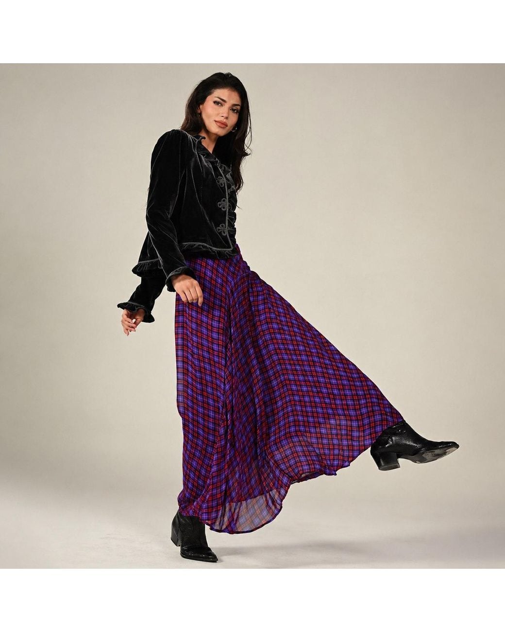 Rose & Nancy Black Adeline Velvet Military Jacket