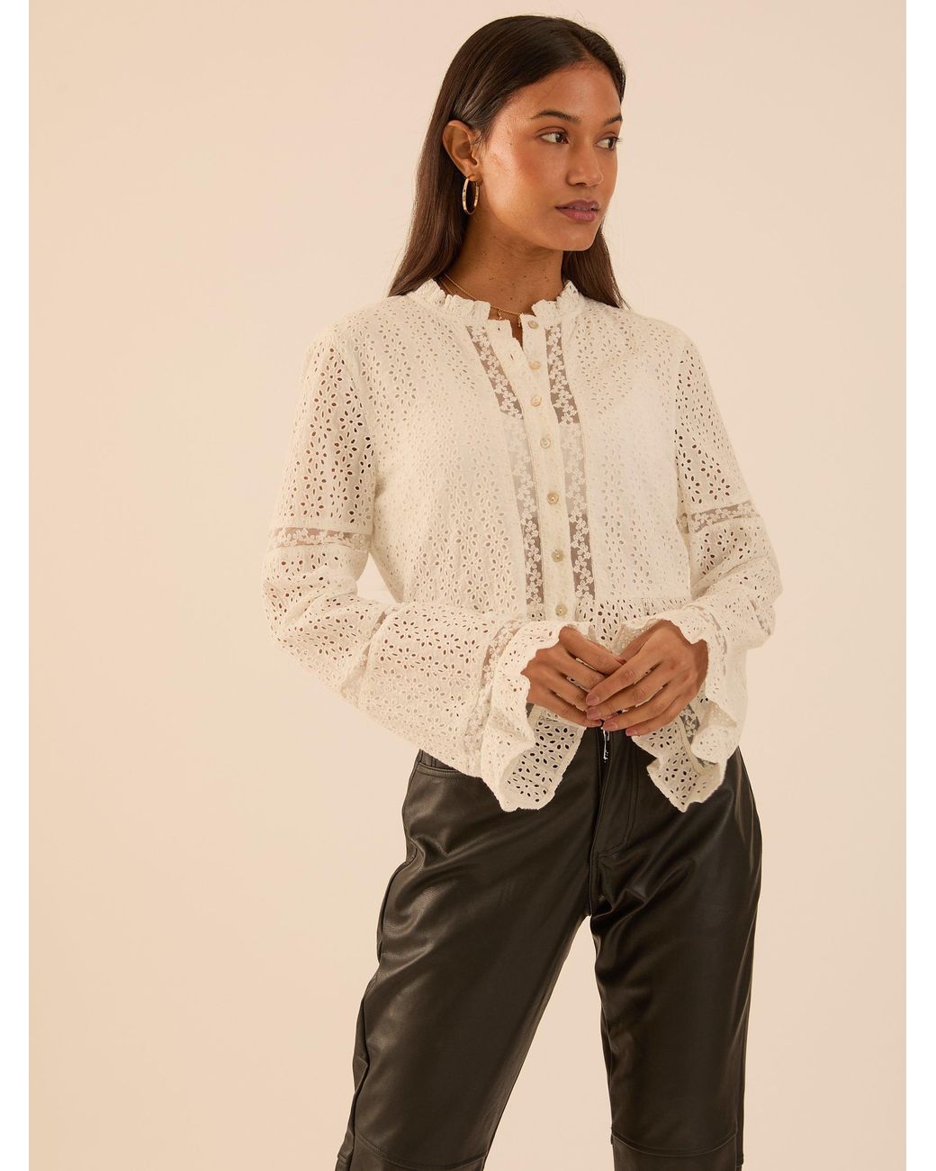 Rose & Nancy White Abi Ivory Lace Broderie Blouse