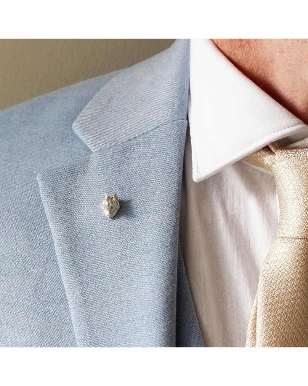 Lee Renee Metallic Wolf Lapel Pin – for men