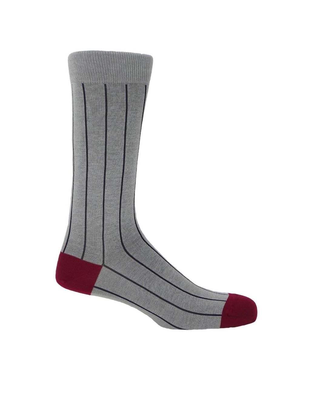 Peper Harow - Made in England White Ash, & Crimson Pin Stripe Socks for men