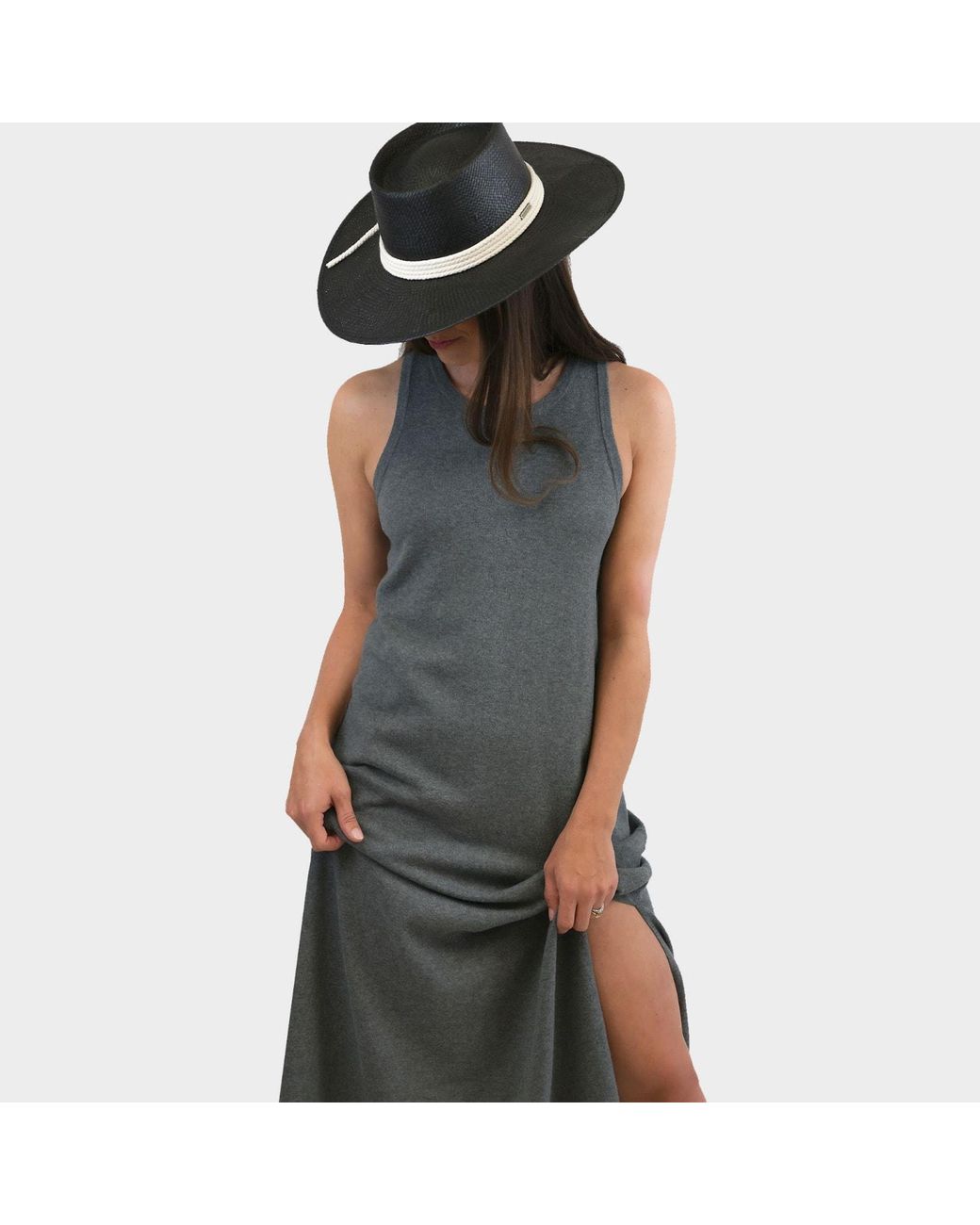Zenzee Gray Cotton Cashmere Maxi Dress With Side Slits