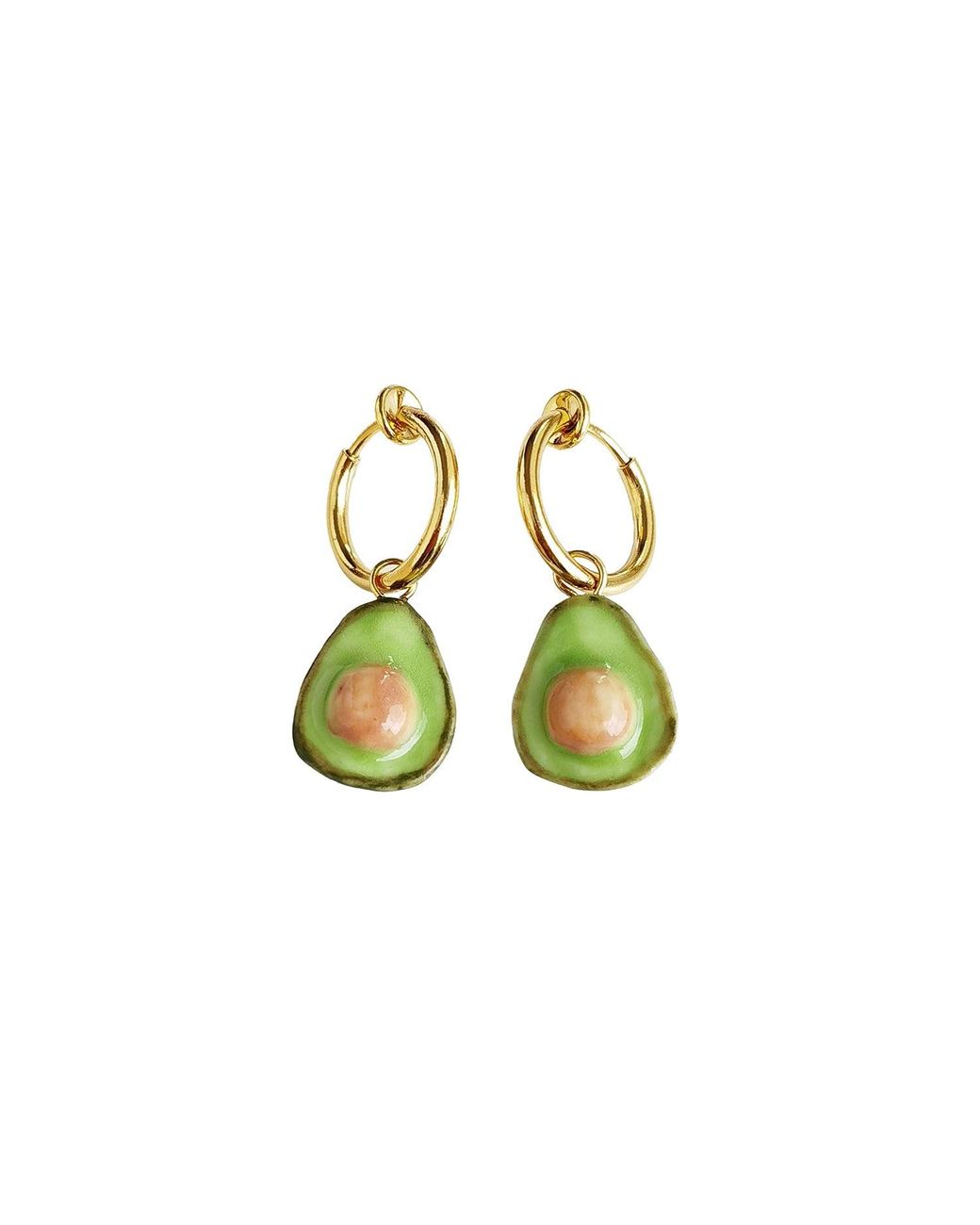 POPORCELAIN Green Mini Porcelain Avocado Earrings
