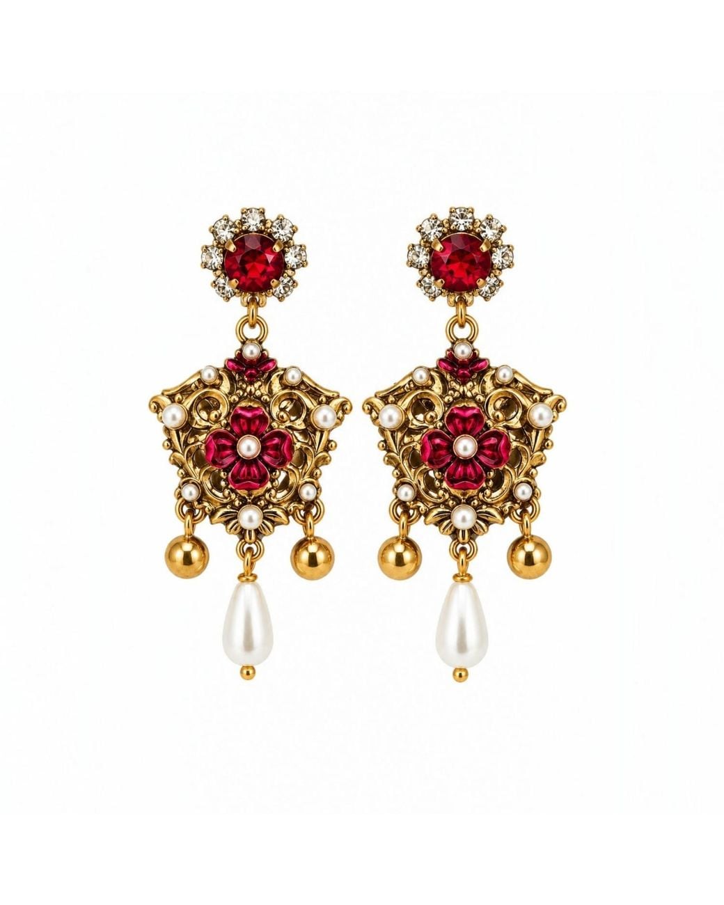 Vstyle Metallic Baroque Pearl Drop Earrings