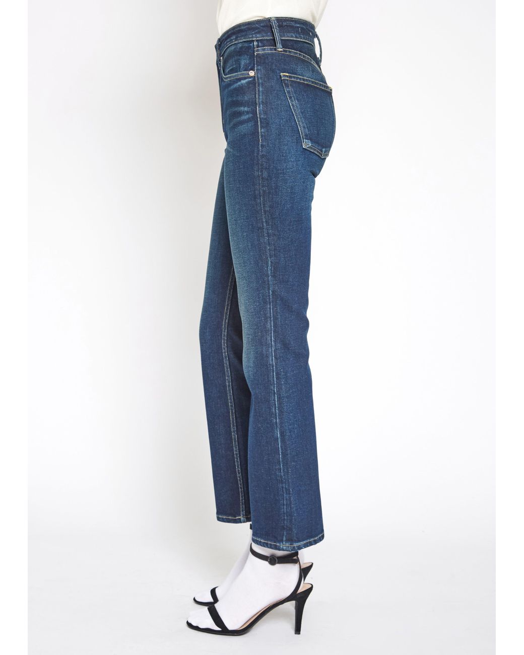 NOEND Blue Farrah Mid Rise Kick Flare
