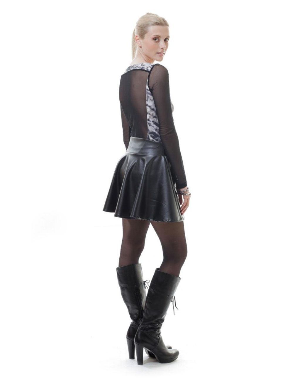 Conquista Black Sheer & Animal Print Top
