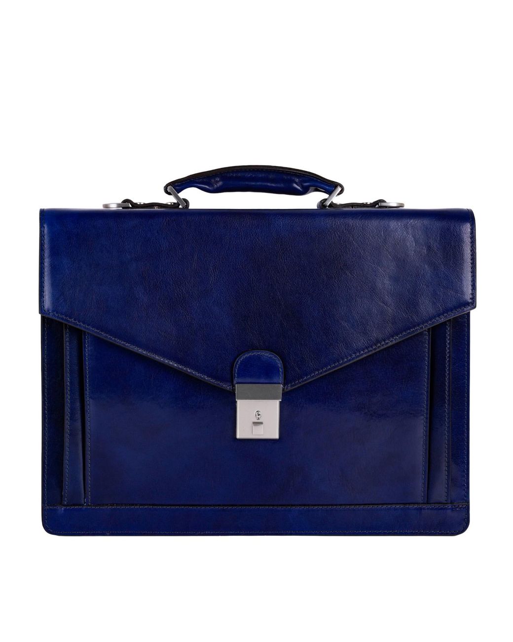Time Resistance Blue Classic Design Leather Briefcase for men