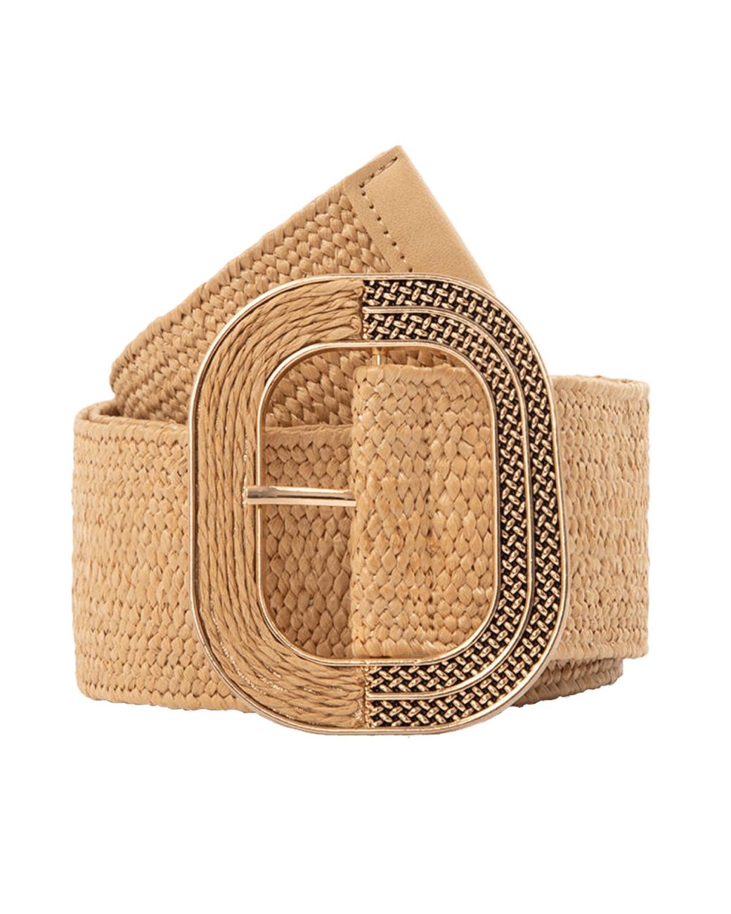 BeltBe Metallic Neutrals Wide Stretch Straw Belt