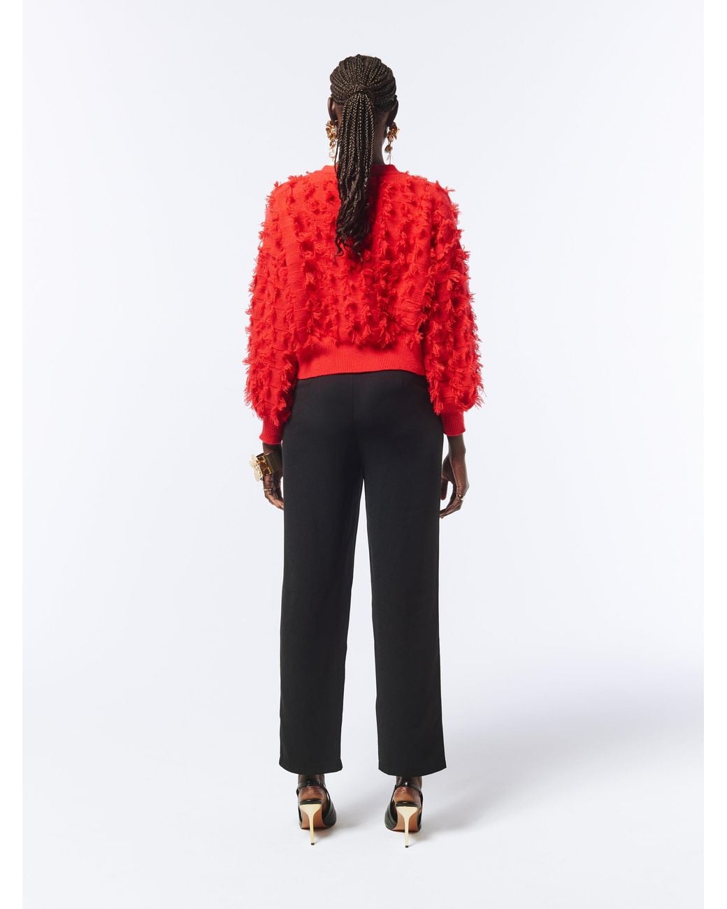Sour Figs Red Fringed Checkerboard Cardigan