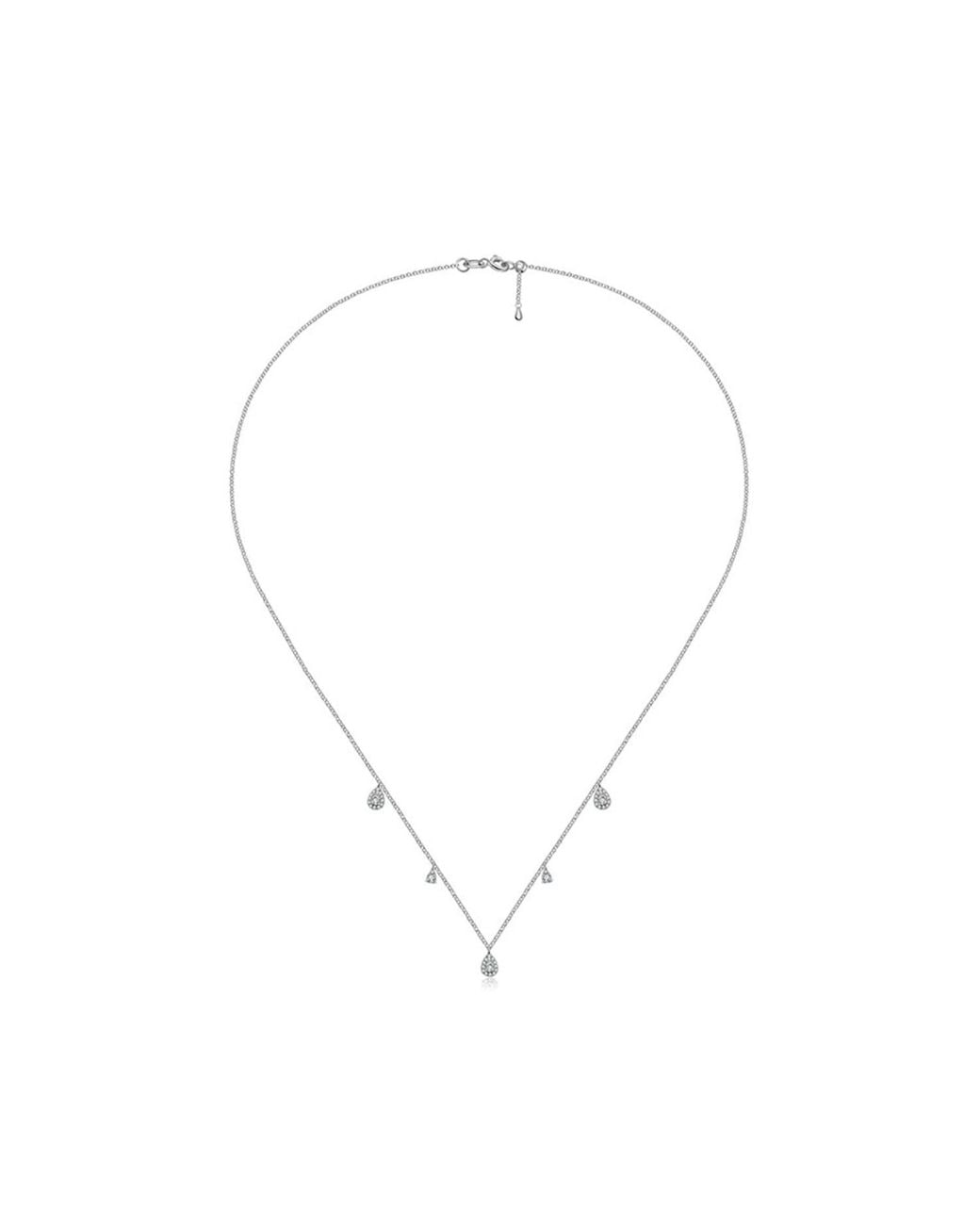 Genevieve Collection Metallic 18K Drop Shape Diamond Necklace Choker