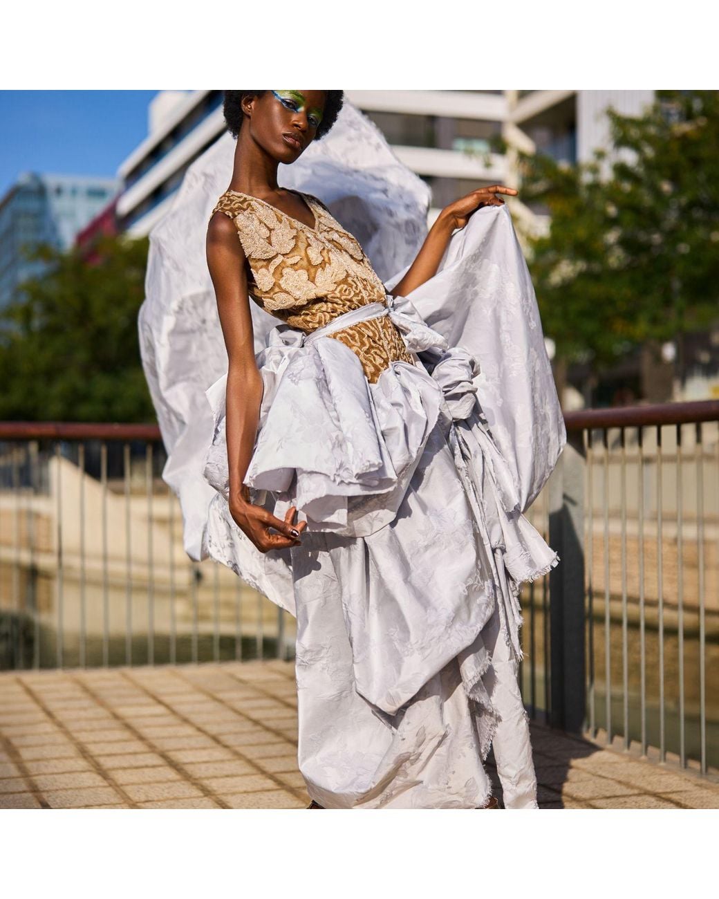 Miro Misljen Blue Draped Couture Dress