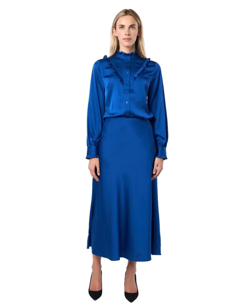 Carloslines Blue Trumpet Bias Skirt