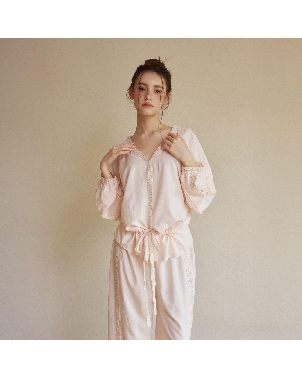 Luna Luz Pink Jessi Sand-Washed Shirt Pajama Set