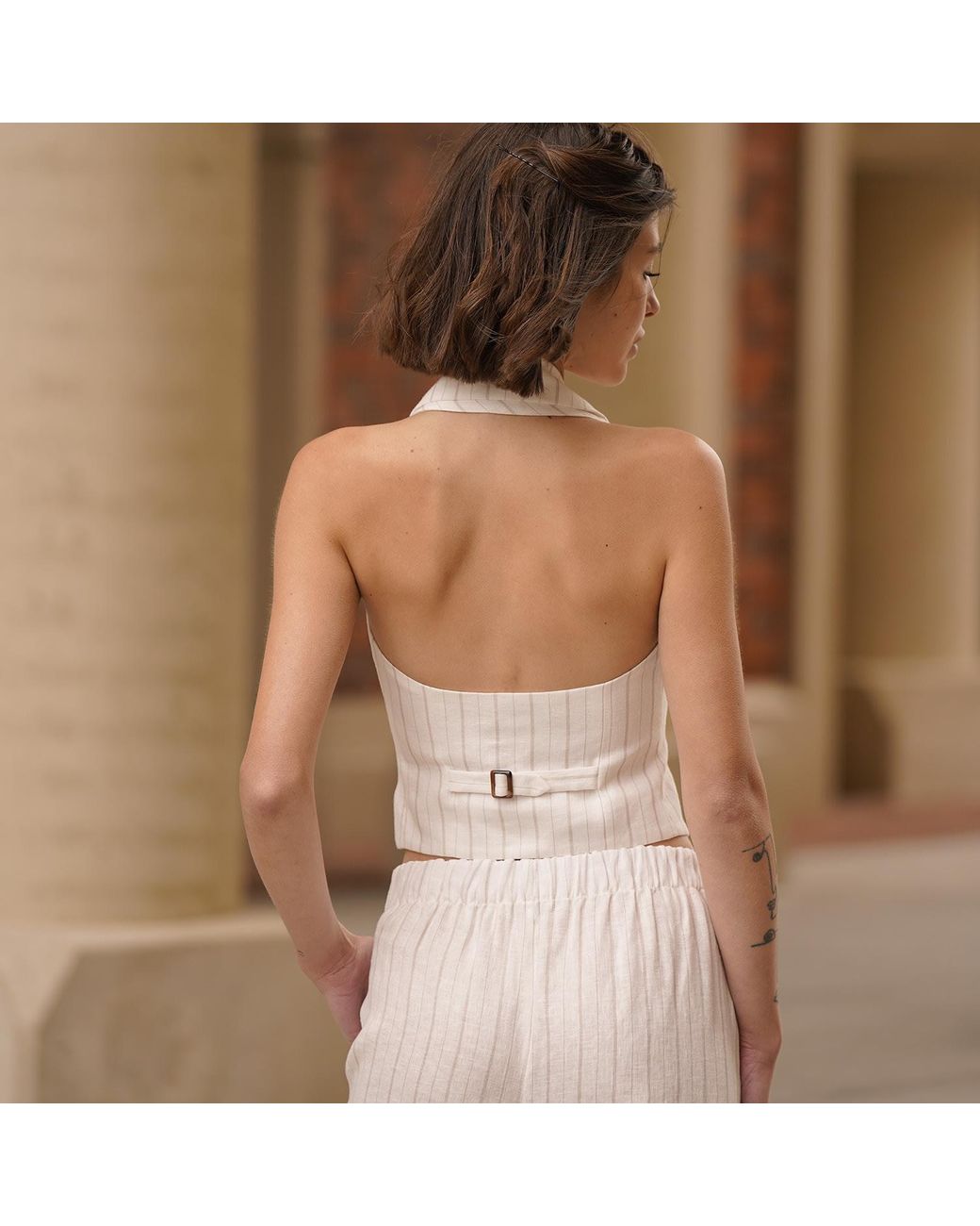 NUAJE NUAJE White Le Tailored Halter Vest