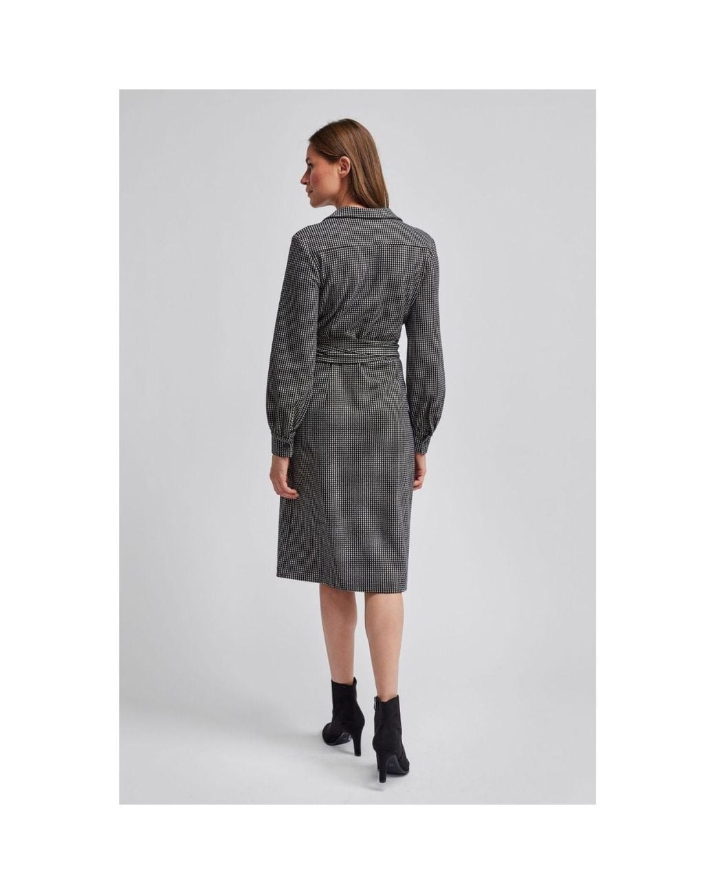 Marianna Déri Gray Houndstooth Wrap Dress
