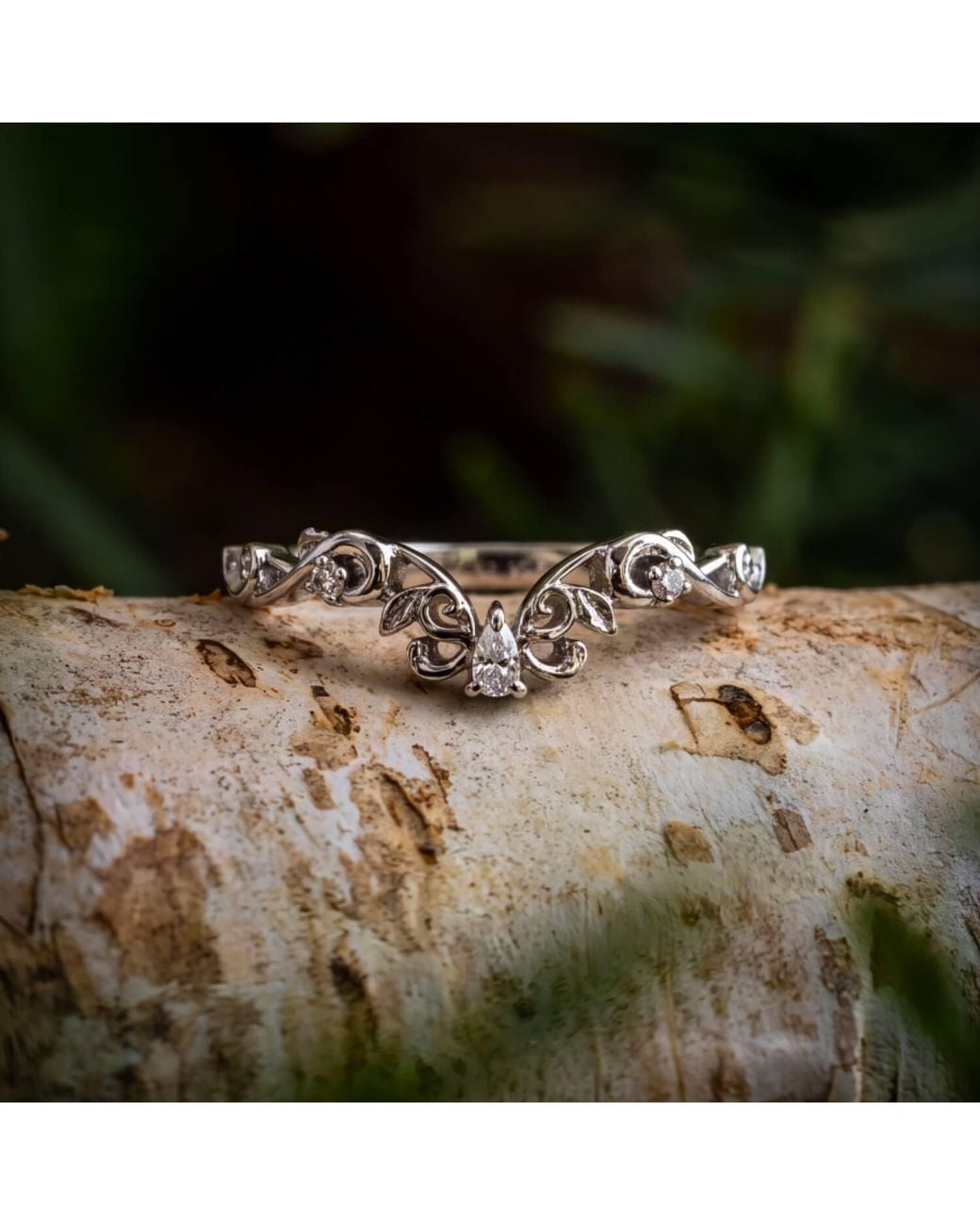 Azura Jewelry New York White Bloomveil Band Vermeil