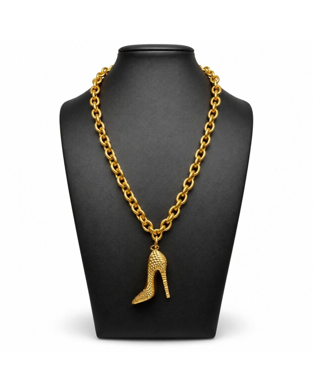 Jagged Halo Jewelry Metallic I'M Bad Stiletto Heel Chunky Chain Necklace Stainless Steel Plated