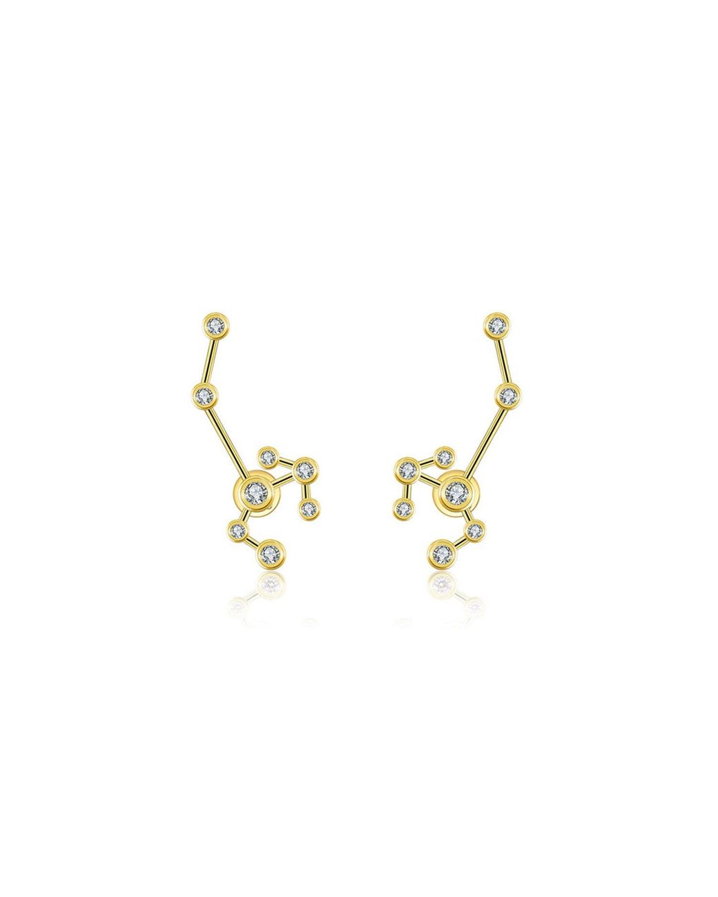 Genevieve Collection Metallic Sagittarius Zodiac Constellation Earring 18K & Diamond