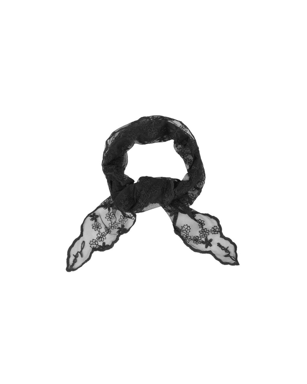 Saachi Black Embroidered Lace Bandana