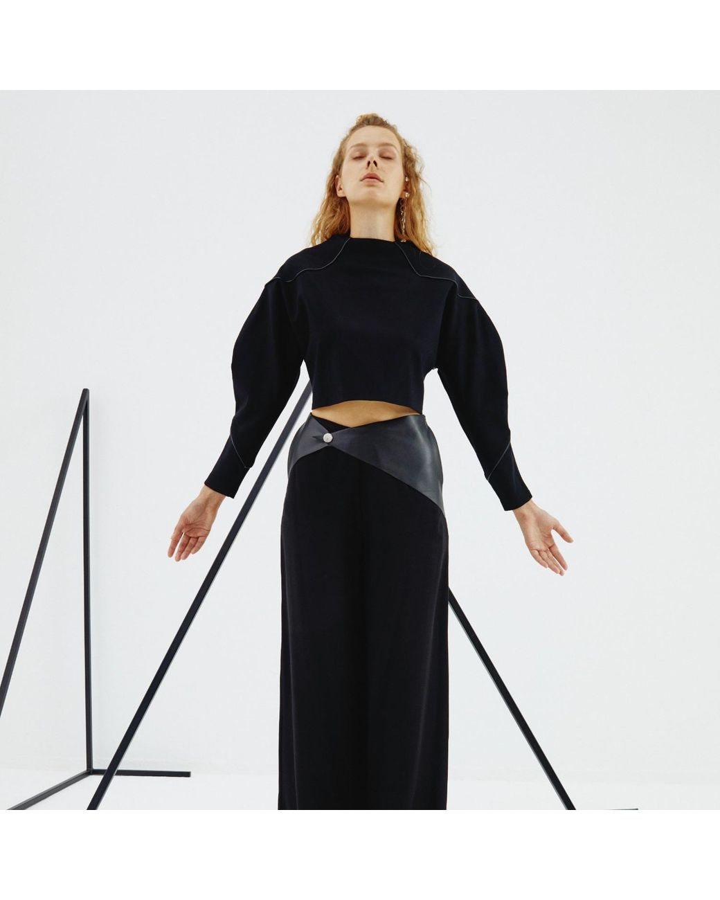 Mirimalist Blue Angle Open Back Top