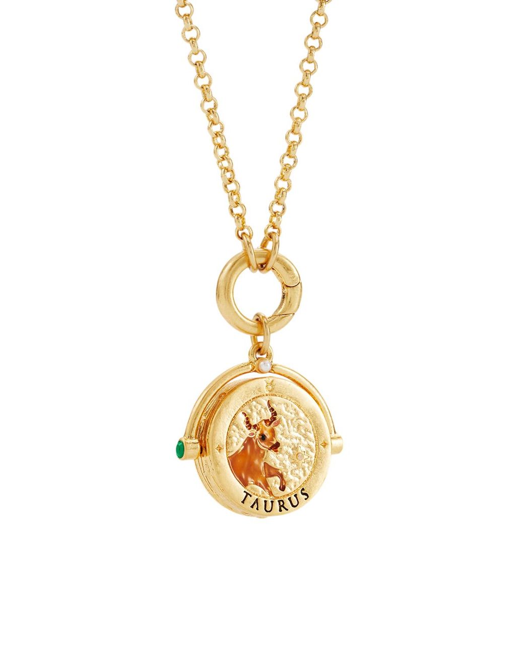 Fable England Metallic Taurus Zodiac Spinner Necklace