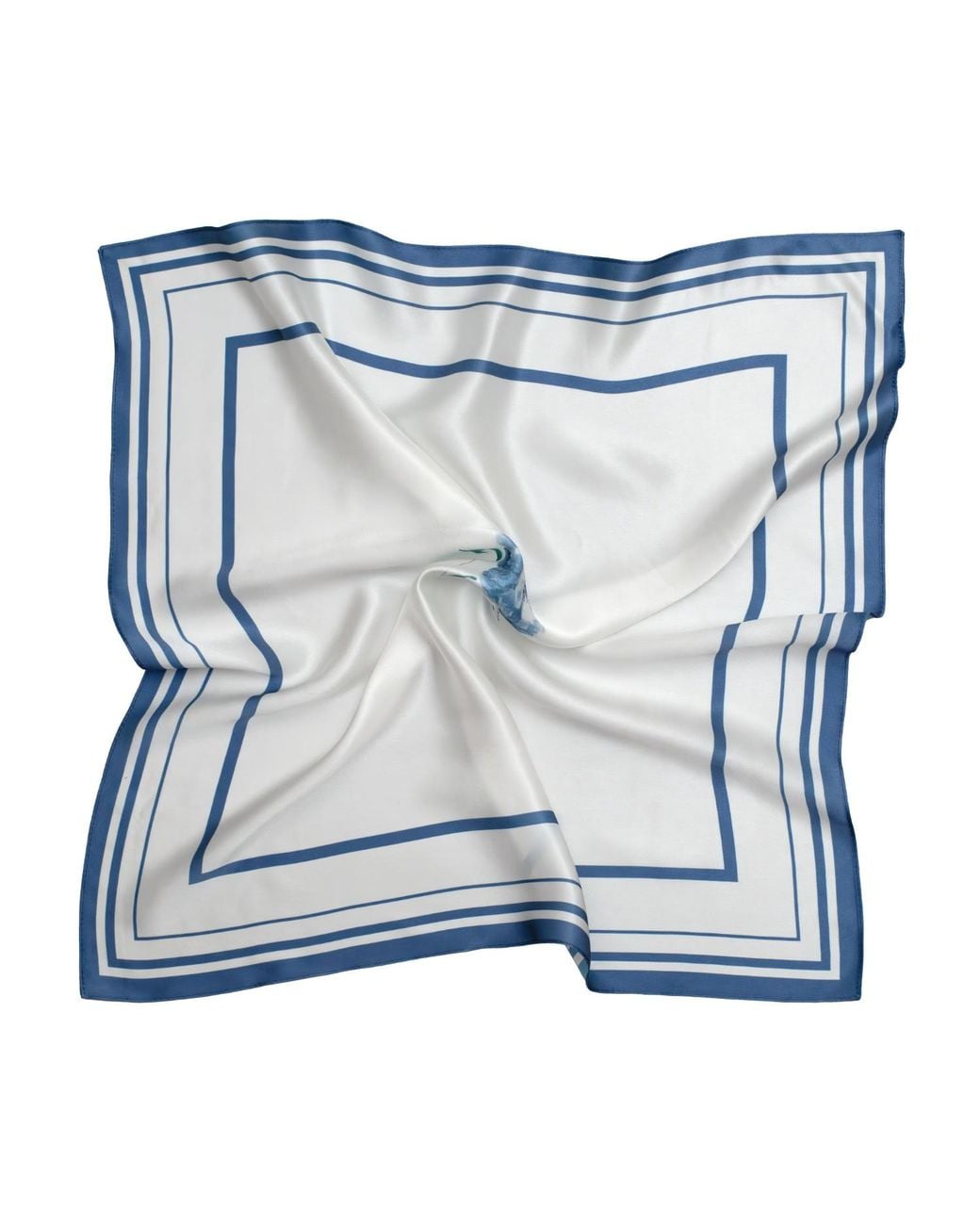 RainSisters Blue Small Minimal Floral Natural Silk Scarf