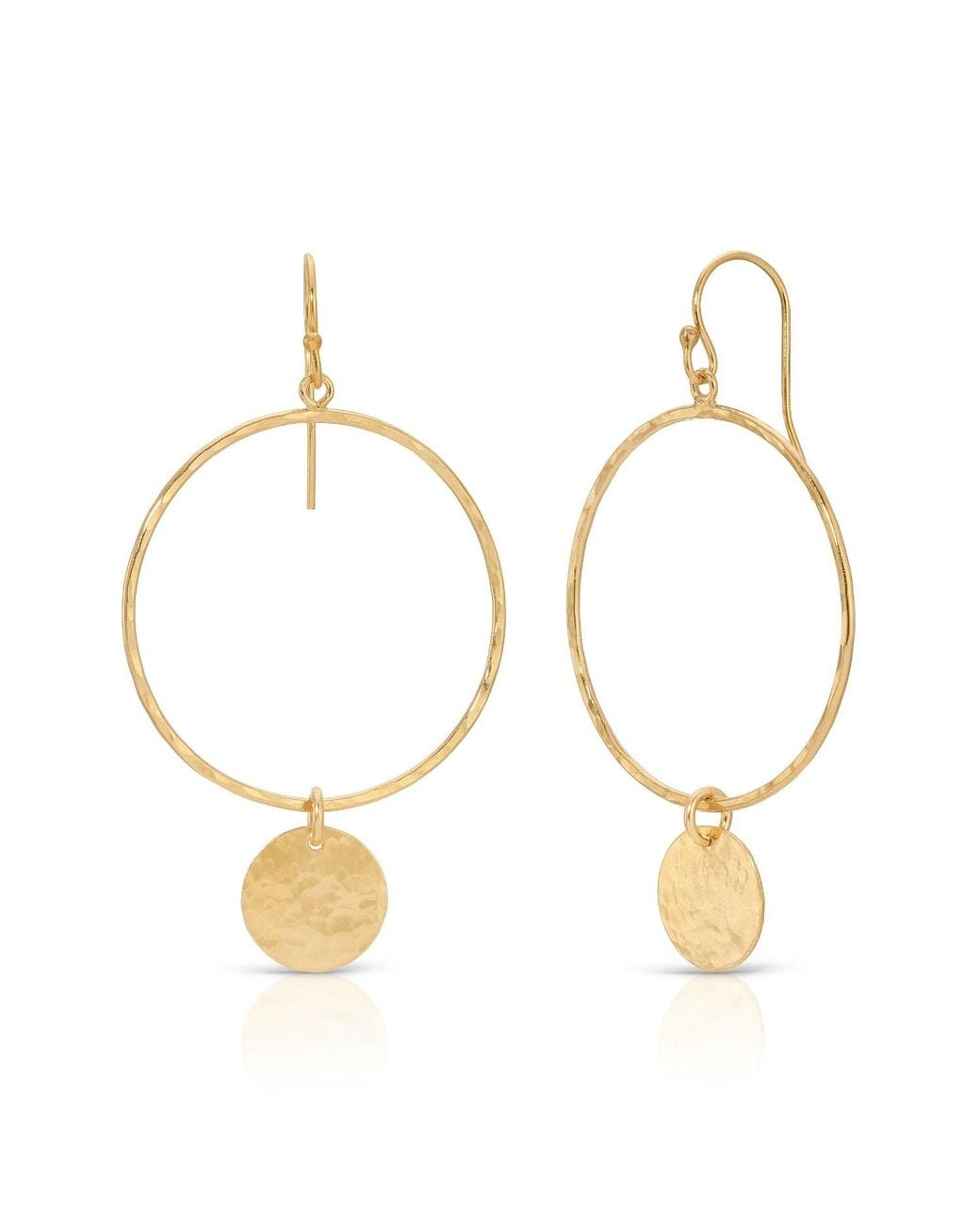 Heather Hawkins Jewelry Metallic Hand Hammered Hoop Disc Earrings