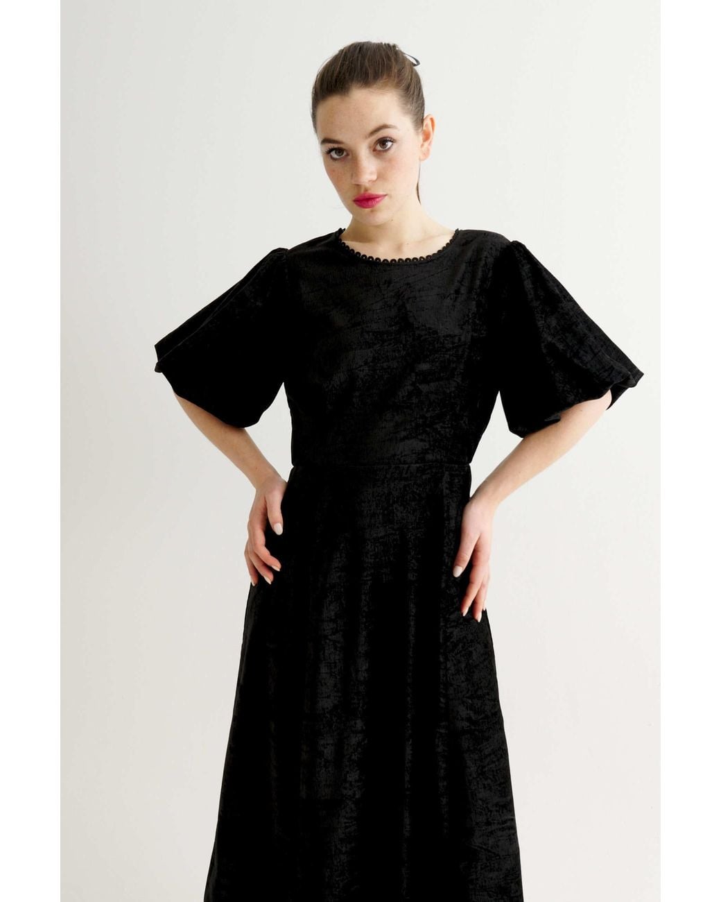 Louche Philo Matte Velvet Midaxi Dress in Black | Lyst