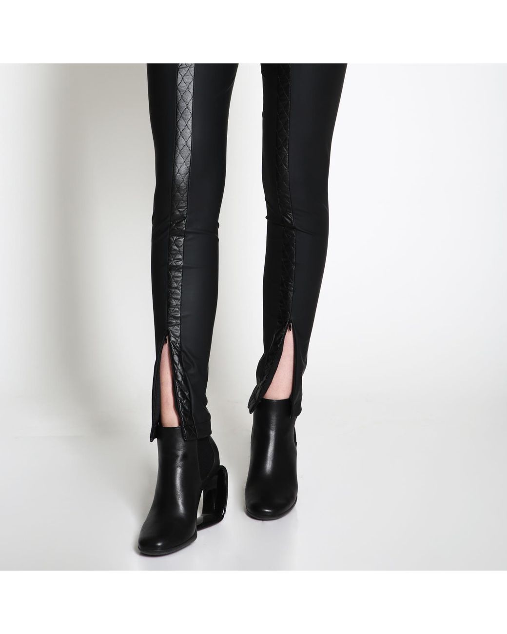 Silvia Serban Black Tights With Frontal Quilted Strap