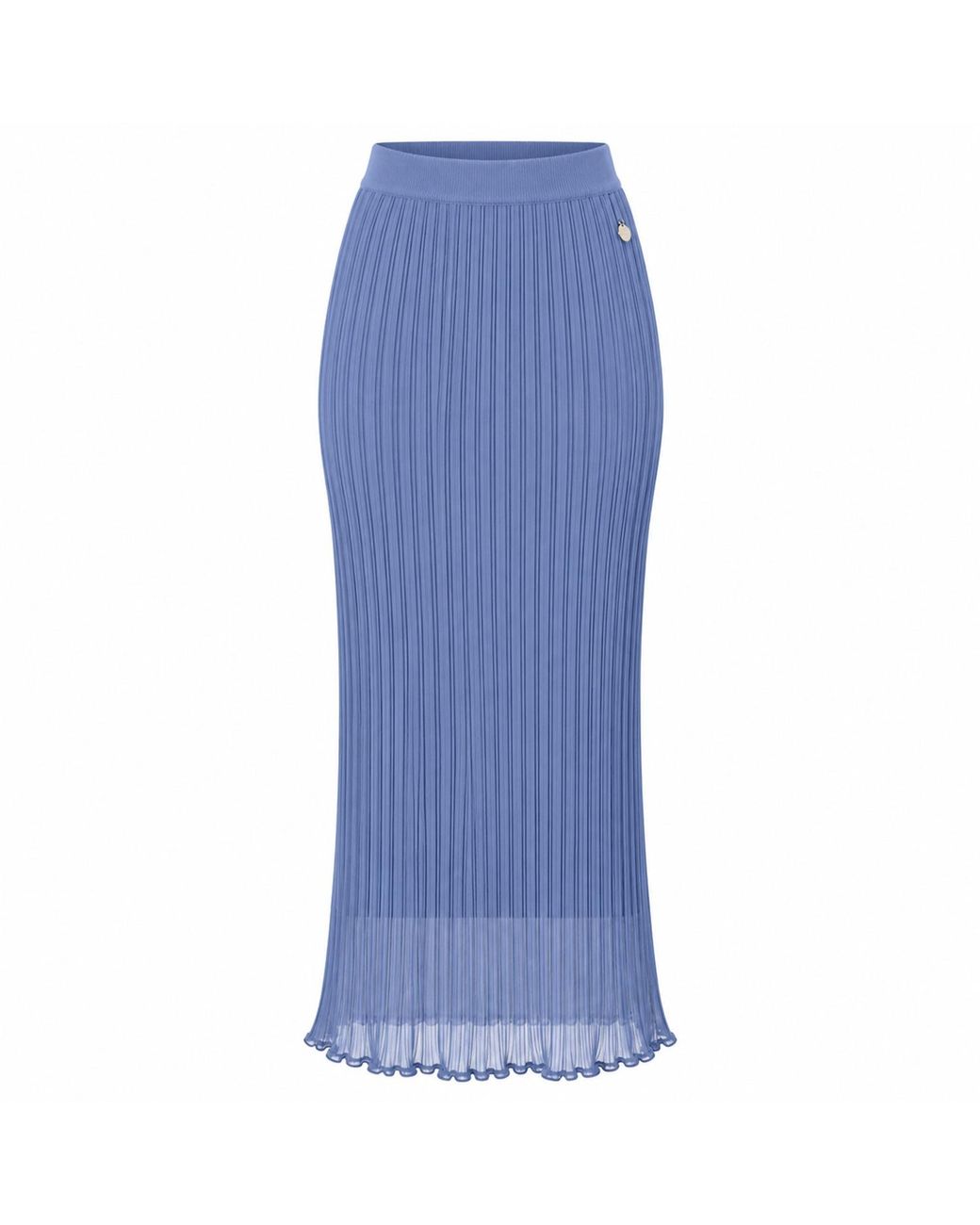 Smart and Joy Blue Long Ribbed Knit Skirt