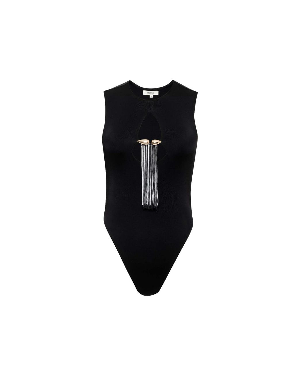Sélone Black Nina Fringed Bodysuit