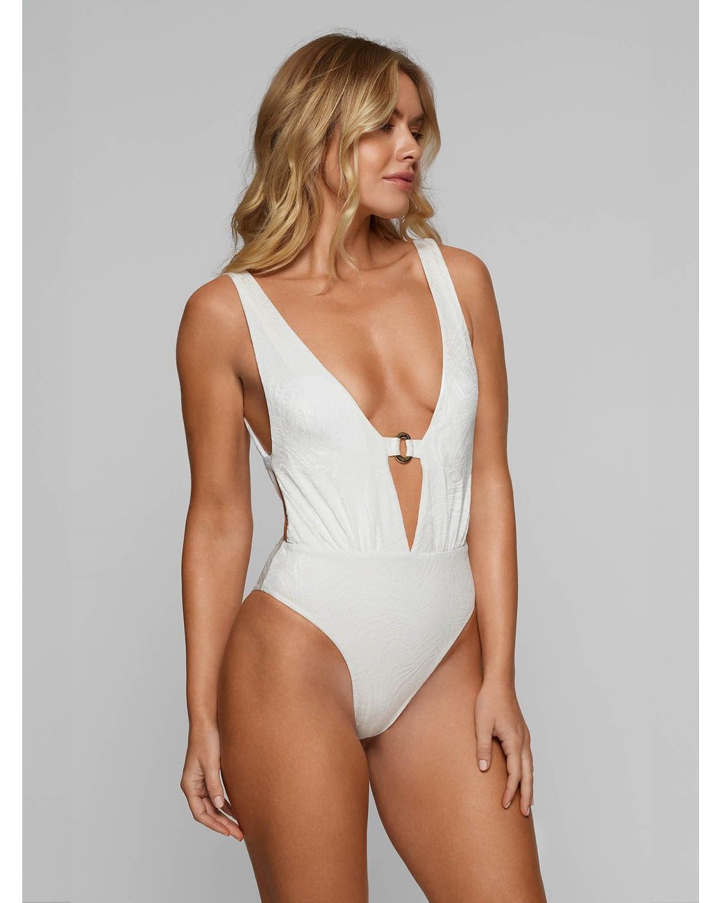 Baíah White Siren Plunge Swimsuit