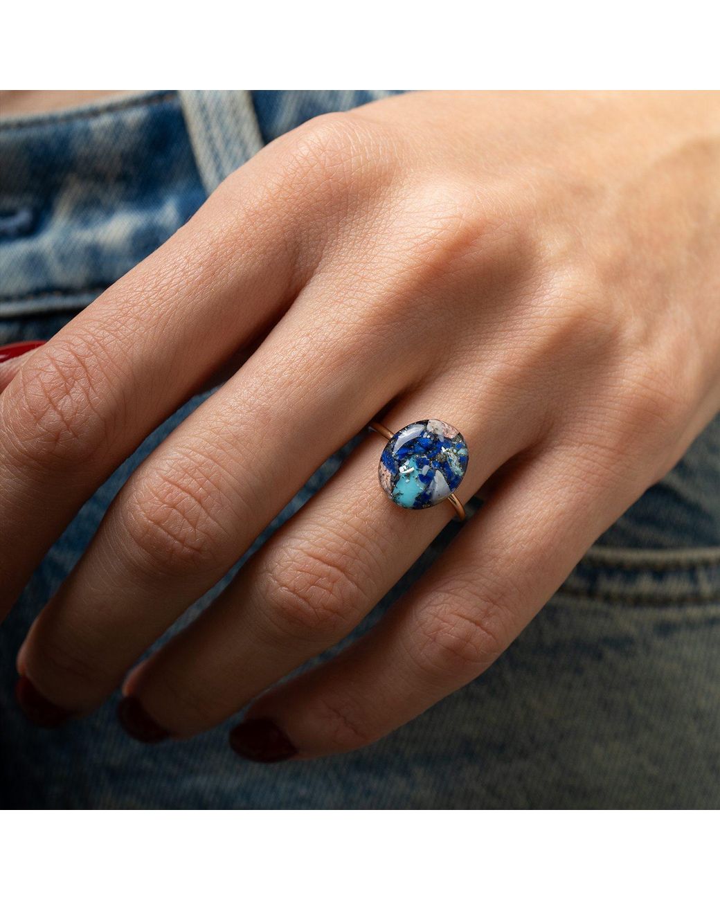 Kate Koel Blue Kaleidoscope Gemstone Cocktail Ring