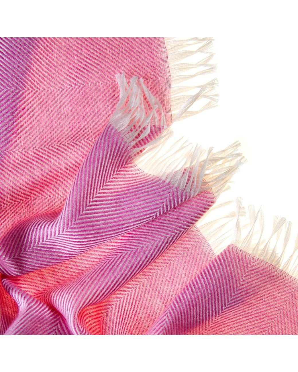Kinalba Pink Marquee Lipstick Herringbone Cashmere & Silk Stole