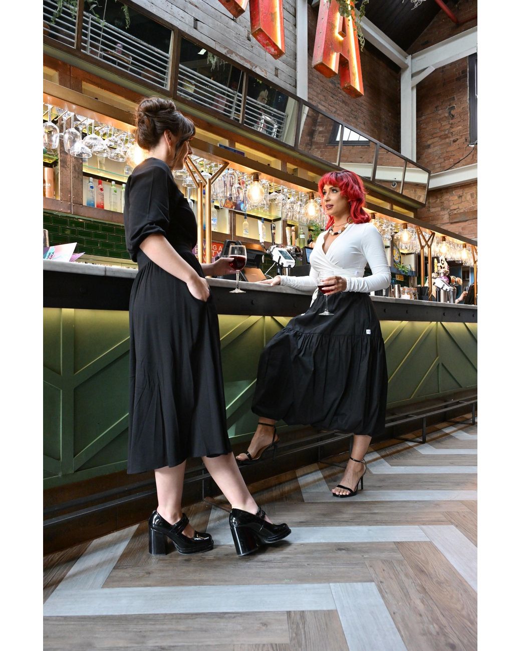 Frock Tales Black Mylar Puffball Midi Skirt