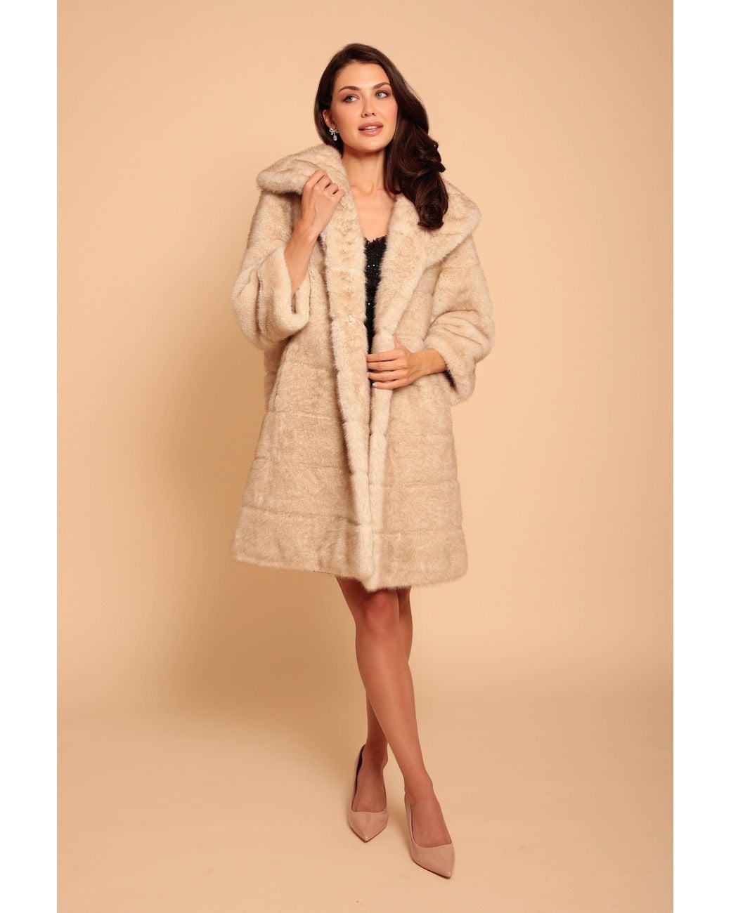 Santinni Natural Neutrals 'Hollywood' Faux Fur Coat
